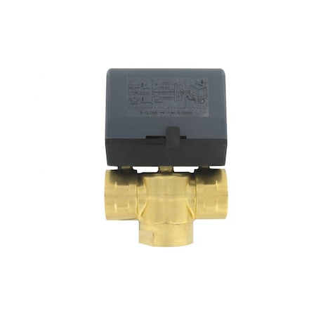 Dwyer Instruments Three-way zone valve, 1/2" NPT, Cv of 3.78, 24 VAC, close-off pressure 22 psi (1.5 bar). 3ZV1024